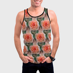 Майка-безрукавка мужская Нежные розы паттерн, цвет: 3D-черный — фото 2