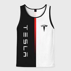 Мужская майка без рукавов ТЕСЛА -TESLA КРАСНАЯ ЛИНИЯ МИНИМАЛИЗМ