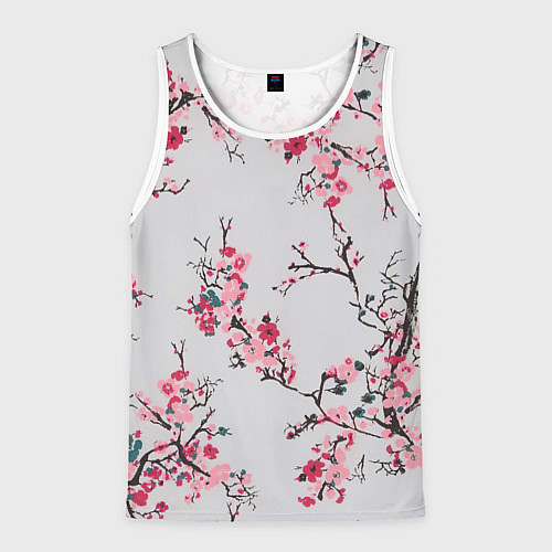 Мужская майка без рукавов Цветущие ветви / 3D-Белый – фото 1