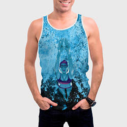 Майка-безрукавка мужская Спортивное плавание Голубая вода, цвет: 3D-белый — фото 2