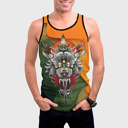 Майка-безрукавка мужская Голова самурайского тигра, цвет: 3D-черный — фото 2