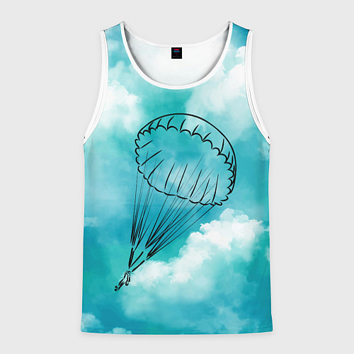 Мужская майка без рукавов Парашютист в облаках / 3D-Белый – фото 1