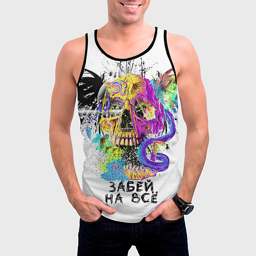 Мужская майка без рукавов Череп забей / 3D-Черный – фото 3