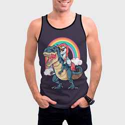 Майка-безрукавка мужская Модный Единорог На Динозавре, цвет: 3D-черный — фото 2