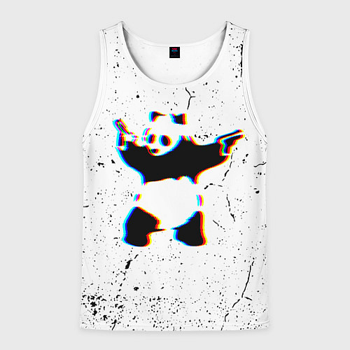 Мужская майка без рукавов Banksy Panda with guns Бэнкси / 3D-Белый – фото 1