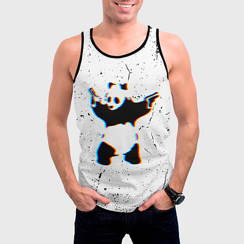 Мужская майка без рукавов Banksy Panda with guns Бэнкси / 3D-Черный – фото 3