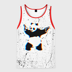 Майка-безрукавка мужская Banksy Panda with guns Бэнкси, цвет: 3D-красный