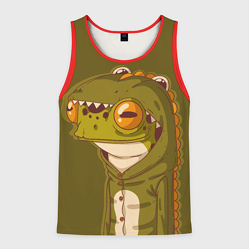 Мужская майка без рукавов Лягуха в костюме динозавра / 3D-Красный – фото 1