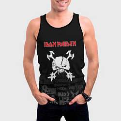 Майка-безрукавка мужская Iron Maiden логотипы рок групп, цвет: 3D-черный — фото 2