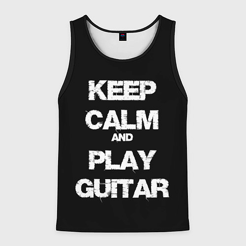 Мужская майка без рукавов KEEP CALM AND PLAY GUITAR / 3D-Черный – фото 1