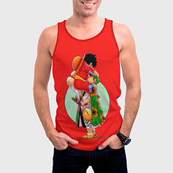 Майка-безрукавка мужская Объятия Луффи чиби Ван Пис, цвет: 3D-красный — фото 2