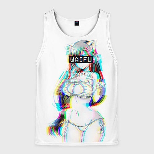 Мужская майка без рукавов Кошкодевочка Waifu / 3D-Белый – фото 1