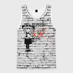 Майка-безрукавка мужская Banksy Девочка в Противогазе Бэнкси, цвет: 3D-белый