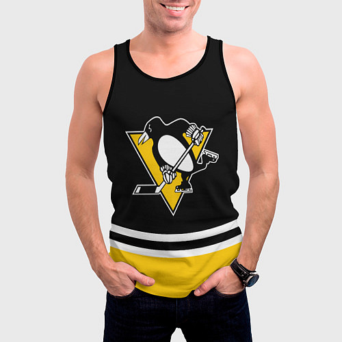 Мужская майка без рукавов Pittsburgh Penguins Питтсбург Пингвинз / 3D-Черный – фото 3