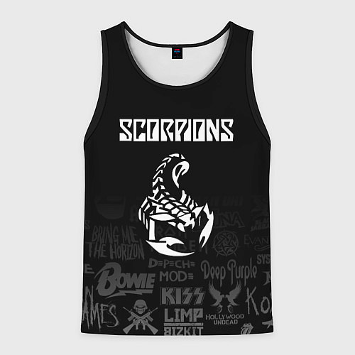 Мужская майка без рукавов Scorpions логотипы рок групп / 3D-Черный – фото 1