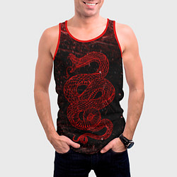 Майка-безрукавка мужская Красная Змея Red Snake Глитч, цвет: 3D-красный — фото 2
