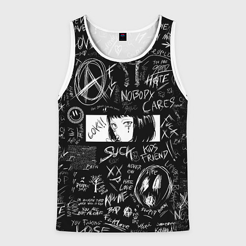 Мужская майка без рукавов Аниме Анархия eyes love / 3D-Белый – фото 1