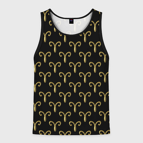 Мужская майка без рукавов Золотой овен на черном фоне Паттерн / 3D-Черный – фото 1