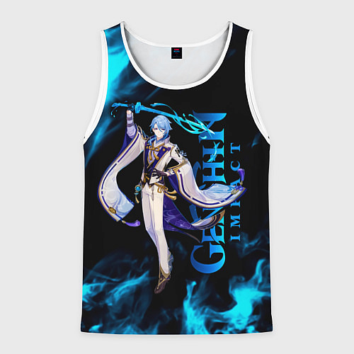 Мужская майка без рукавов Kamisato Ayato Камисато Аято / 3D-Белый – фото 1