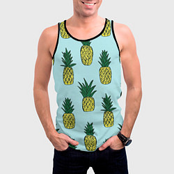 Майка-безрукавка мужская Рисунок ананасов, цвет: 3D-черный — фото 2