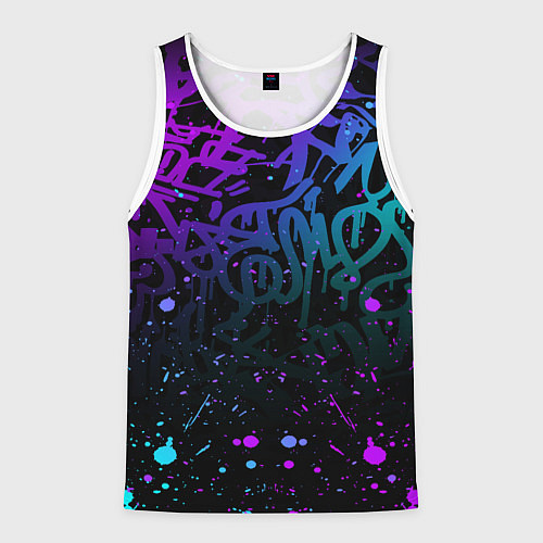 Мужская майка без рукавов НЕОНОВОЕ ГРАФФИТИ НЕОНОВЫЕ БРЫЗГИ / 3D-Белый – фото 1