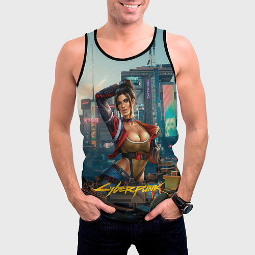 Мужская майка без рукавов Panam Cyberpunk2077 18 / 3D-Черный – фото 3