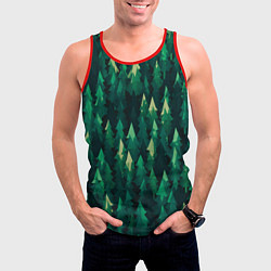 Майка-безрукавка мужская Еловый лес spruce forest, цвет: 3D-красный — фото 2