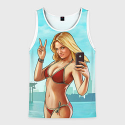 Майка-безрукавка мужская GTA Beach girl, цвет: 3D-белый
