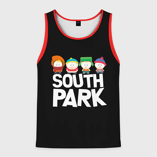 Мужская майка без рукавов Южный парк мультфильм - персонажи / 3D-Красный – фото 1