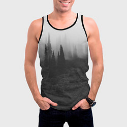 Майка-безрукавка мужская Туманный лес - туман, цвет: 3D-черный — фото 2