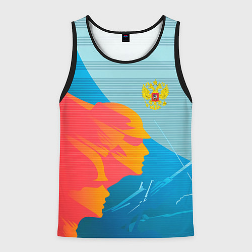 Мужская майка без рукавов Патриот России герб / 3D-Черный – фото 1