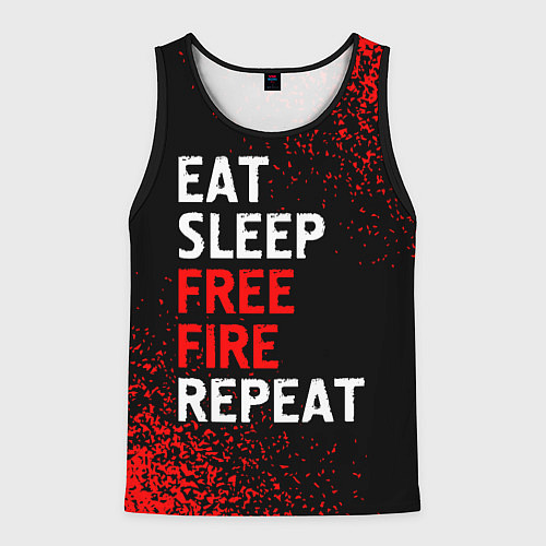 Мужская майка без рукавов Eat Sleep Free Fire Repeat Арт / 3D-Черный – фото 1