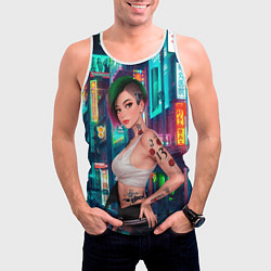 Майка-безрукавка мужская Judy Cyberpunk2077 Киберпанк, цвет: 3D-белый — фото 2