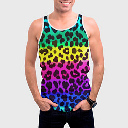 Майка-безрукавка мужская Leopard Pattern Neon, цвет: 3D-белый — фото 2