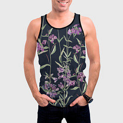 Майка-безрукавка мужская Цветы Фиолетовые, цвет: 3D-черный — фото 2