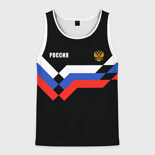 Мужская майка без рукавов РОССИЯ ТРИКОЛОР ЛИНИИ / 3D-Белый – фото 1