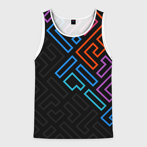 Мужская майка без рукавов НЕОНОВЫЕ ФИГУРЫ НЕОН / 3D-Белый – фото 1