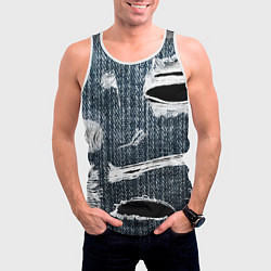Майка-безрукавка мужская Джинсовое рваньё Fashion trend, цвет: 3D-белый — фото 2