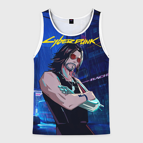 Мужская майка без рукавов Johnny Cyberpunk2077 / 3D-Белый – фото 1