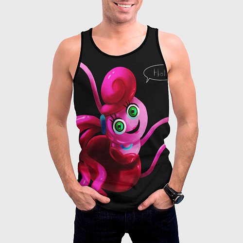 Мужская майка без рукавов POPPY PLAYTIME - Mommy long legs Мама длинные ноги / 3D-Черный – фото 3