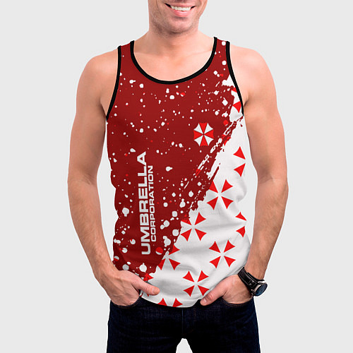 Мужская майка без рукавов Resident Evil Umbrella Corporation паттерн / 3D-Черный – фото 3