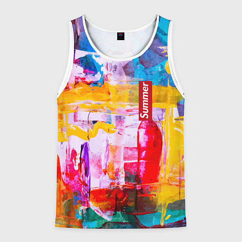 Мужская майка без рукавов Импрессионизм Лето Абстракция Impressionism Summer / 3D-Белый – фото 1