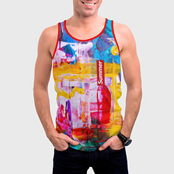 Майка-безрукавка мужская Импрессионизм Лето Абстракция Impressionism Summer, цвет: 3D-красный — фото 2