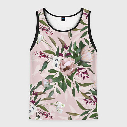 Мужская майка без рукавов Цветы Букет Из Протей / 3D-Черный – фото 1