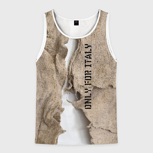 Мужская майка без рукавов Только для Италии Мешковина Рваньё Only for Italy / 3D-Белый – фото 1