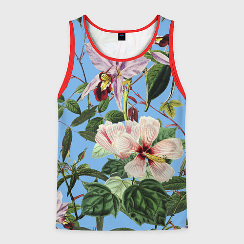 Мужская майка без рукавов Цветы Сине-Цветочный Букет / 3D-Красный – фото 1