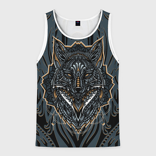 Мужская майка без рукавов Волк Этника / 3D-Белый – фото 1