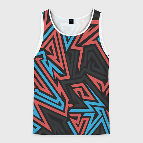 Мужская майка без рукавов Геометрический красный-синий паттерн / 3D-Белый – фото 1
