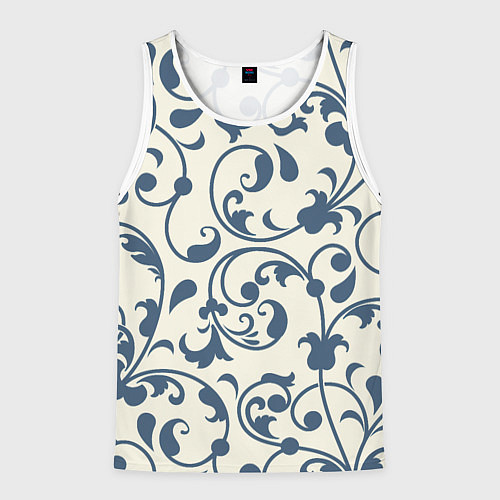 Мужская майка без рукавов Гжелевый вьюнок / 3D-Белый – фото 1