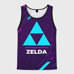 Майка-безрукавка мужская Символ Zelda в неоновых цветах на темном фоне, цвет: 3D-черный